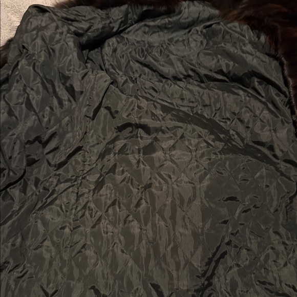 Luxurious Dark Brown Real Mink Fur with Fox Coat - Picture 14 of 15